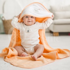 Children's hooded towel 90x90 (peach)